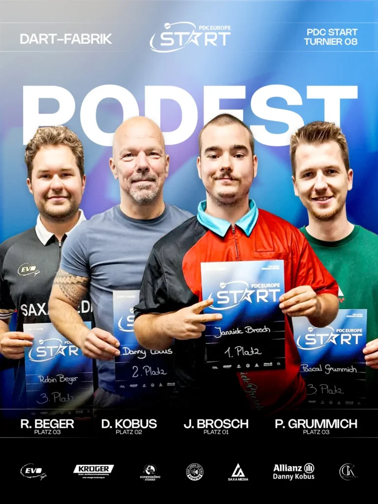 Jannick Brosch gewinnt Turnier 08 der PDC Start Series in der Dart-Fabrik Leipzig!